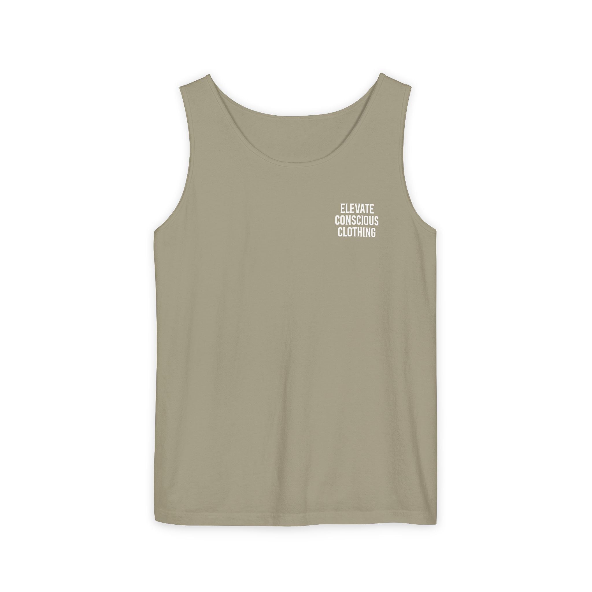 Elevate Conscious Clothing Unisex Garment-Dyed Tank Top | Summer Essential, Casual Wear, Yoga Top, Festival Outfit, Gift Idea