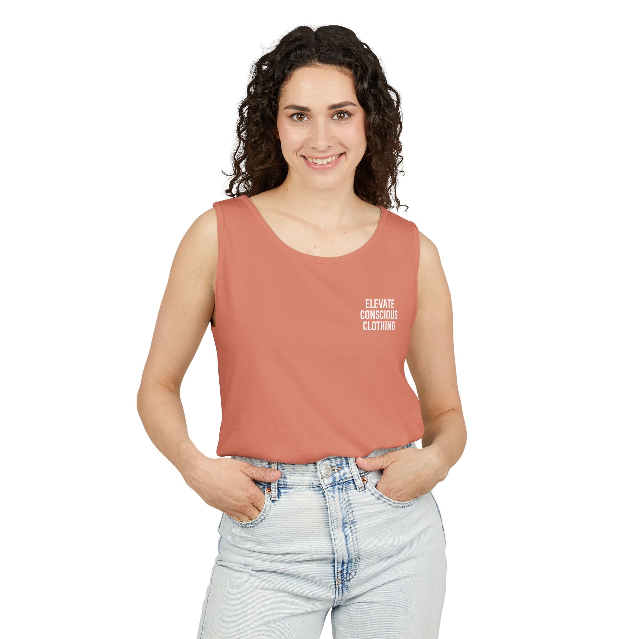 Elevate Conscious Clothing Unisex Garment-Dyed Tank Top | Summer Essential, Casual Wear, Yoga Top, Festival Outfit, Gift Idea