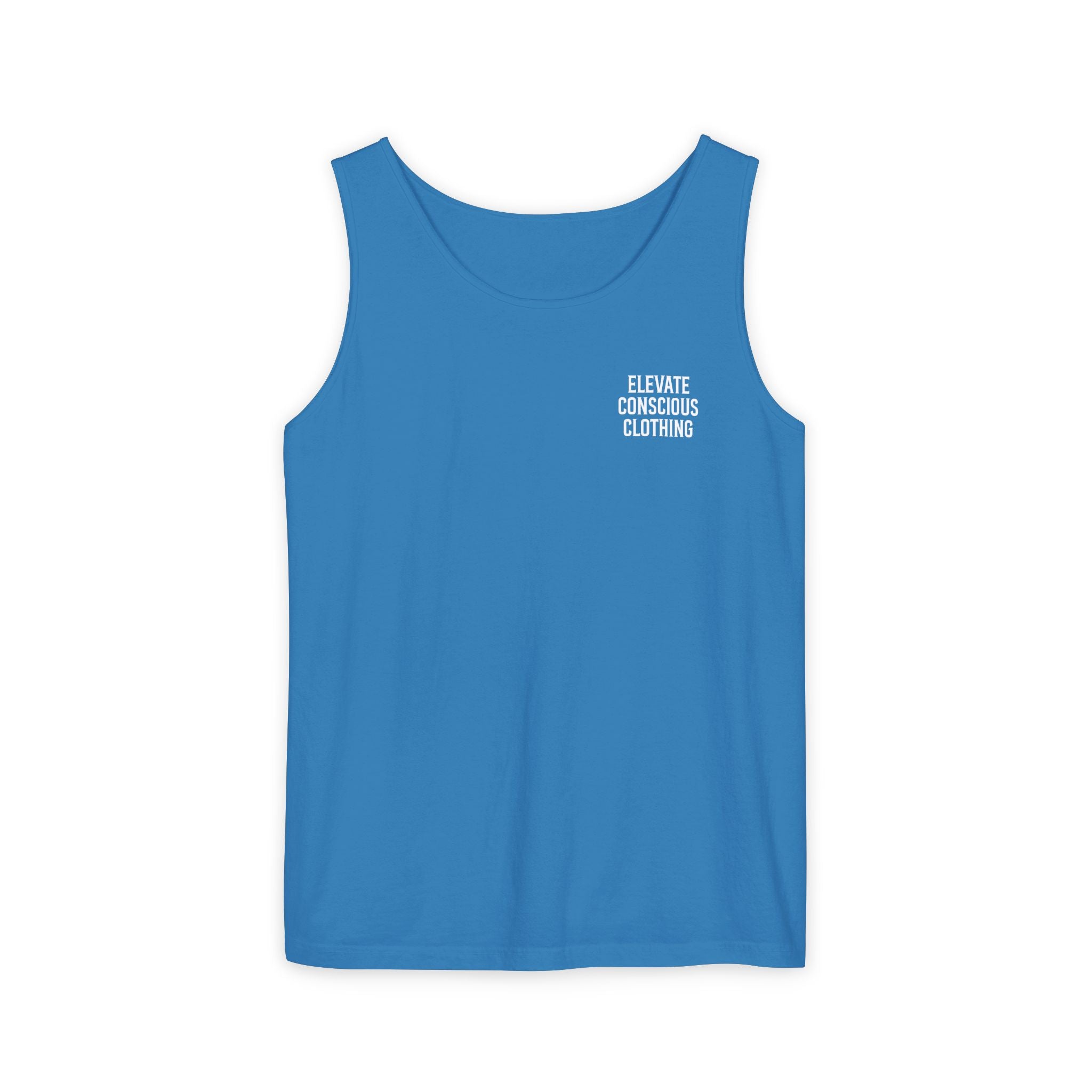 Elevate Conscious Clothing Unisex Garment-Dyed Tank Top | Summer Essential, Casual Wear, Yoga Top, Festival Outfit, Gift Idea