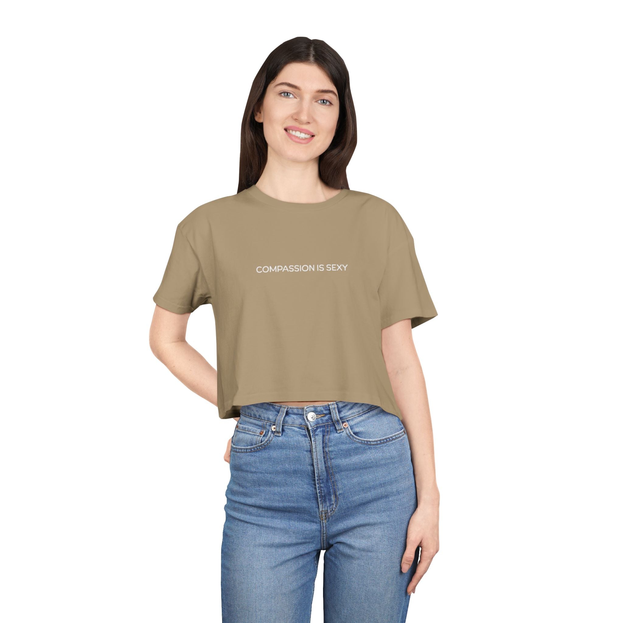 Compassion is Sexy Women's Crop Tee | Trendy Graphic Top, Casual Summer Wear, Gift for Her, Positive Vibes Apparel, Self-Love Fashion