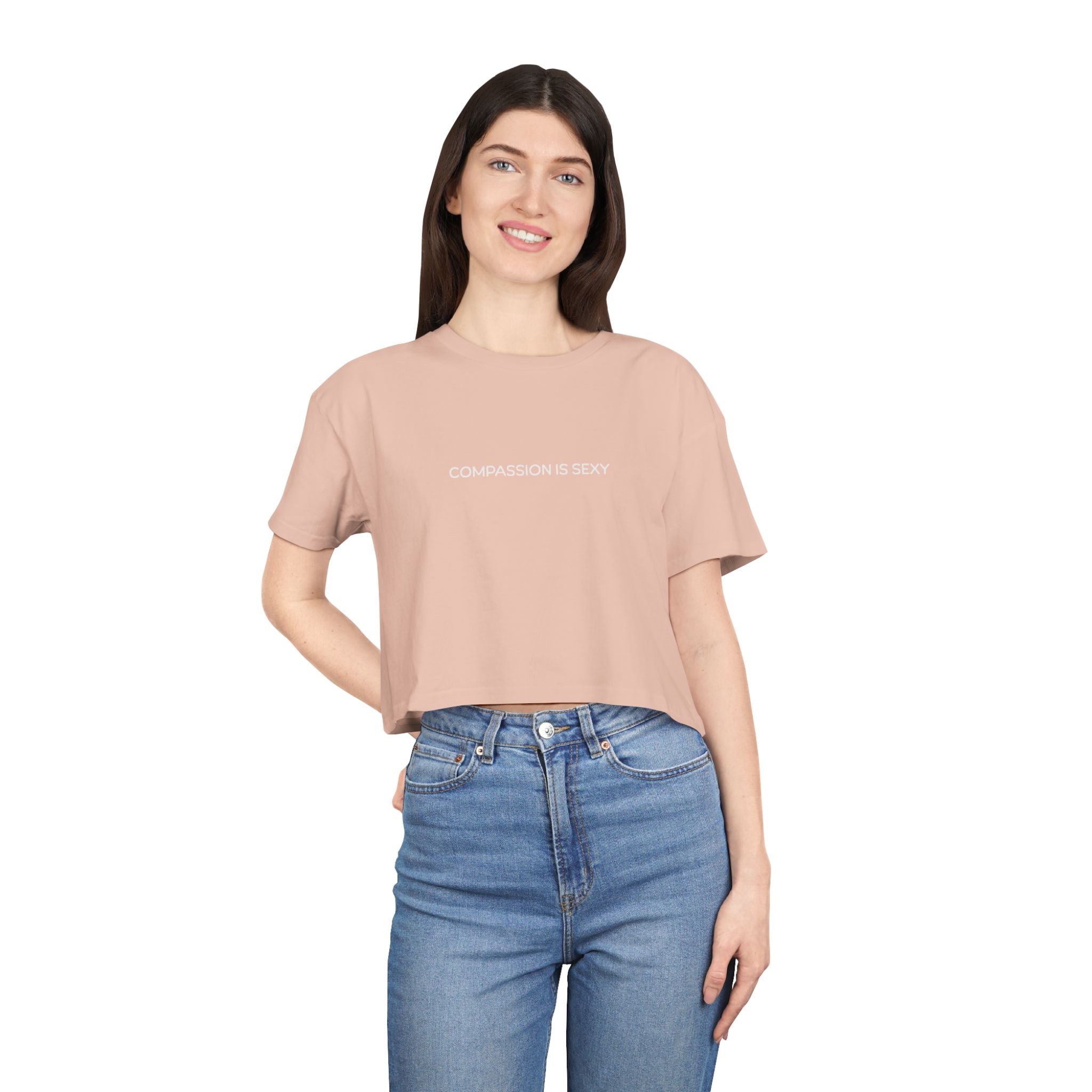 Compassion is Sexy Women's Crop Tee | Trendy Graphic Top, Casual Summer Wear, Gift for Her, Positive Vibes Apparel, Self-Love Fashion