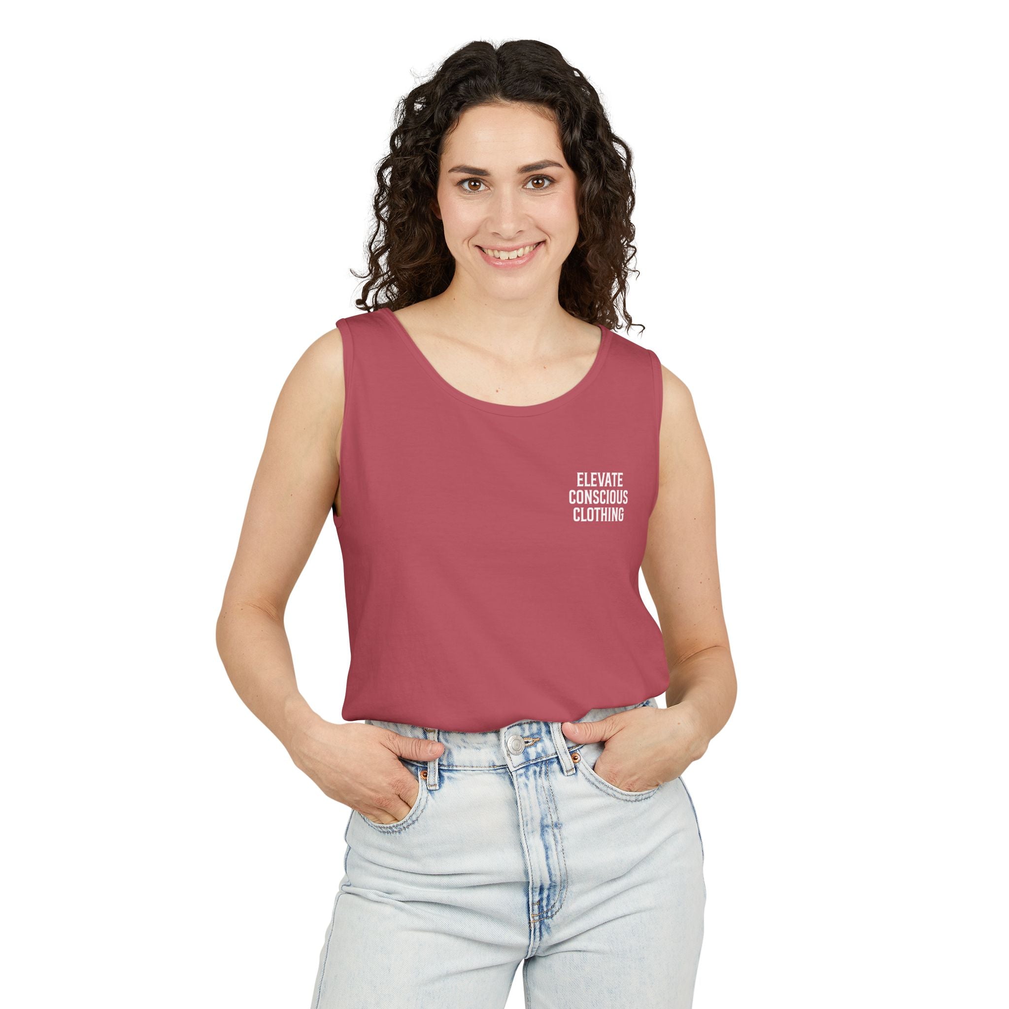 Elevate Conscious Clothing Unisex Garment-Dyed Tank Top | Summer Essential, Casual Wear, Yoga Top, Festival Outfit, Gift Idea