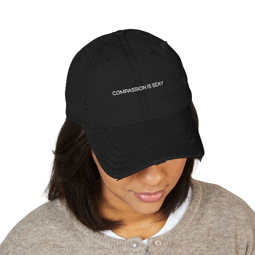 Distressed Dad Hat with 'Compassion is Sexy' Embroidery - Casual Fashion Accessory, Perfect Gift for Fathers Day, Trendy Everyday [...]