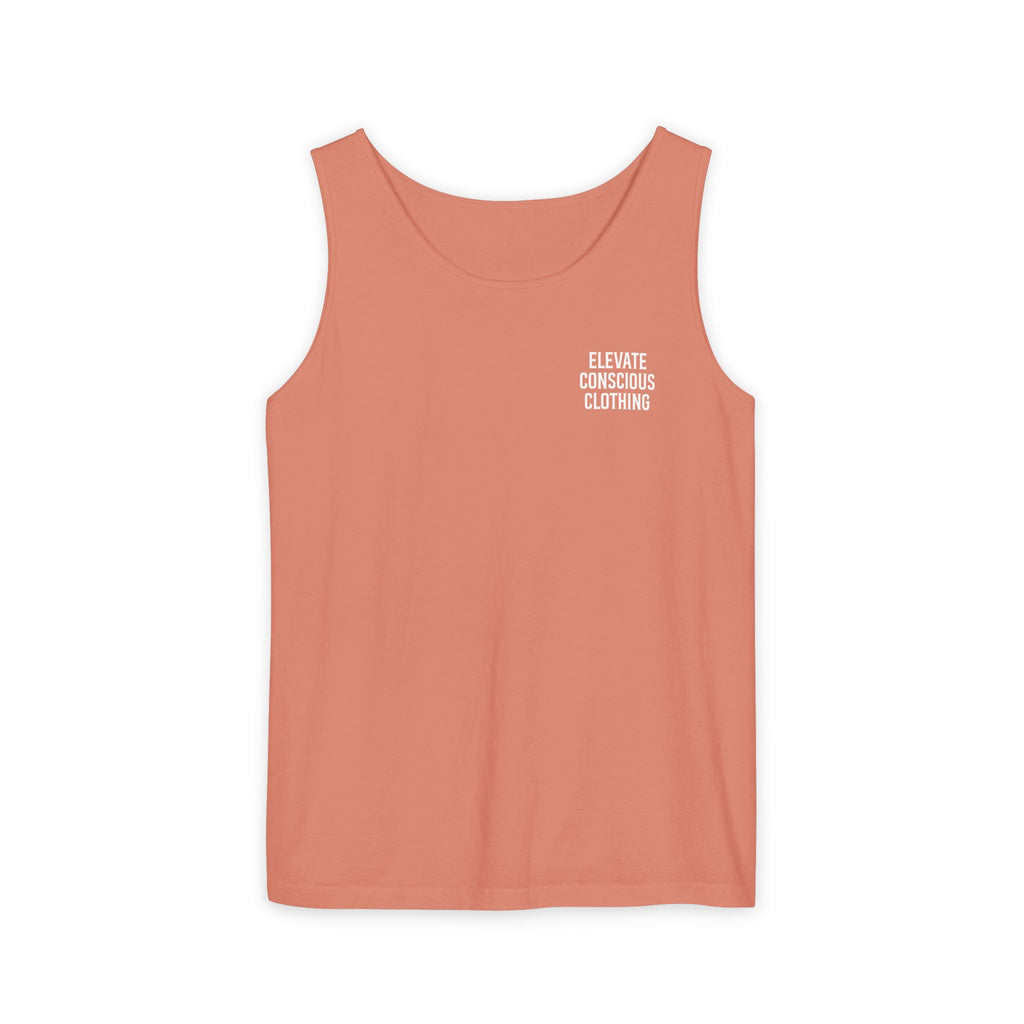 Elevate Conscious Clothing Unisex Garment-Dyed Tank Top | Summer Essential, Casual Wear, Yoga Top, Festival Outfit, Gift Idea