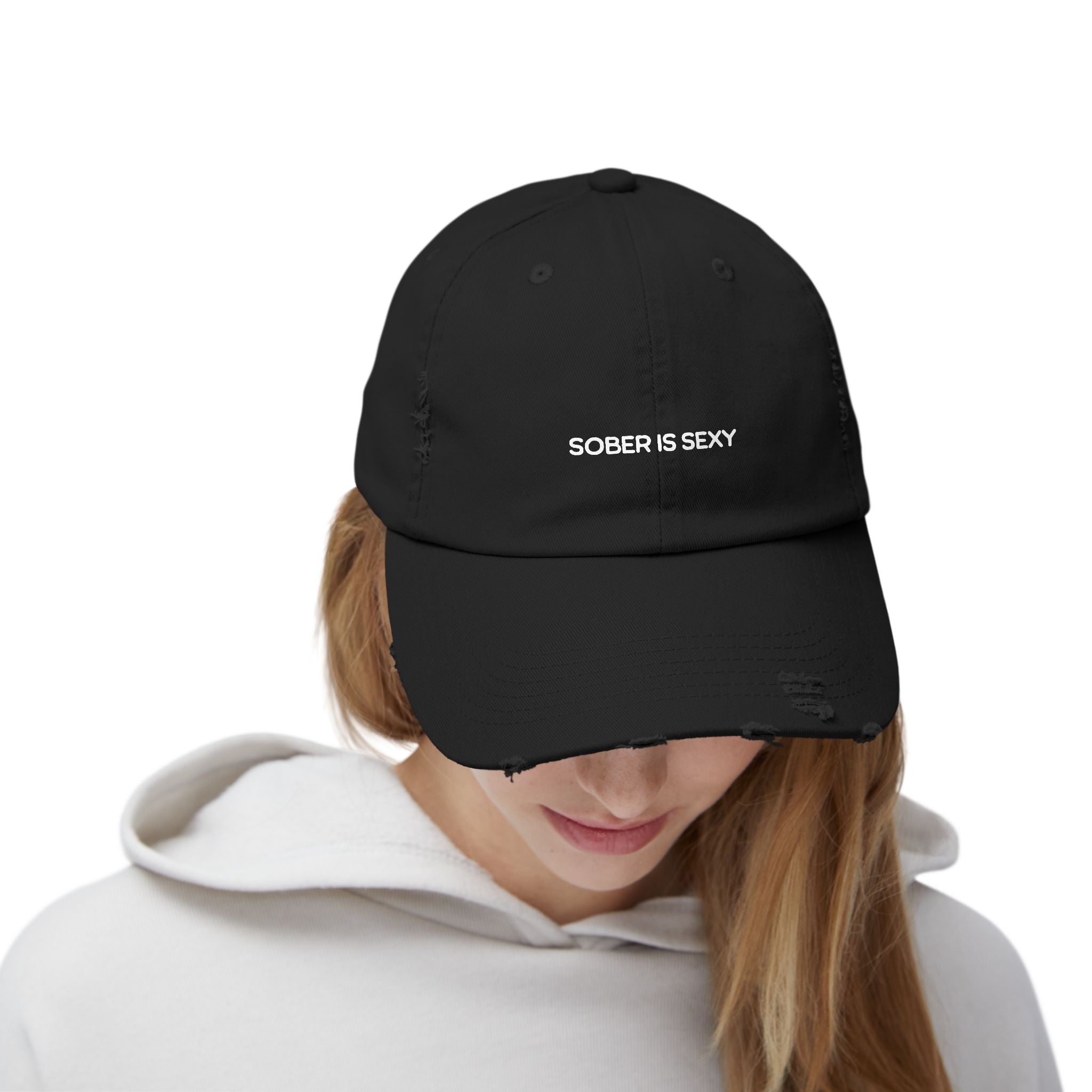 Sober Is Sexy Distressed Baseball Cap